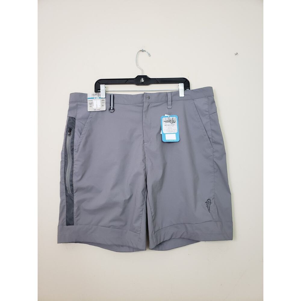 Reel Life Men Shorts Size XXL Riptide Fishing Grey Quick Dry Stretch Ocean